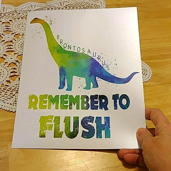 Dinosaur art prints, teaching reminders, boy's bathroom decor - Picture 4 of 6